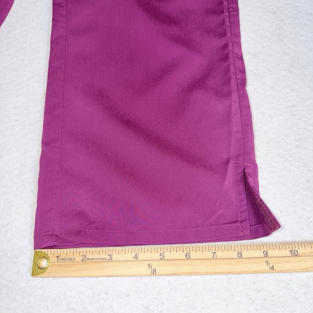 Cherokee Womens XL Petite Scrub Pants Wine Burgundy Cargo Straight Leg Stretch - Picture 7 of 13